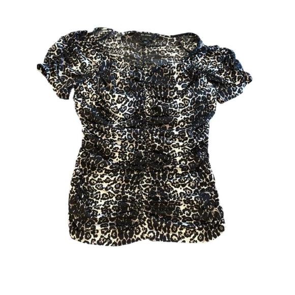 St. John Tops - St John Leopard Print Rouched Top S/L SZM